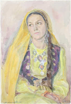 Лянглебен Моисей Вольфович. Заслуженная артистка БАССР Гюлли Мубарякова в роли Шафак в пьесе М. Карима «В ночь лунного затмения»